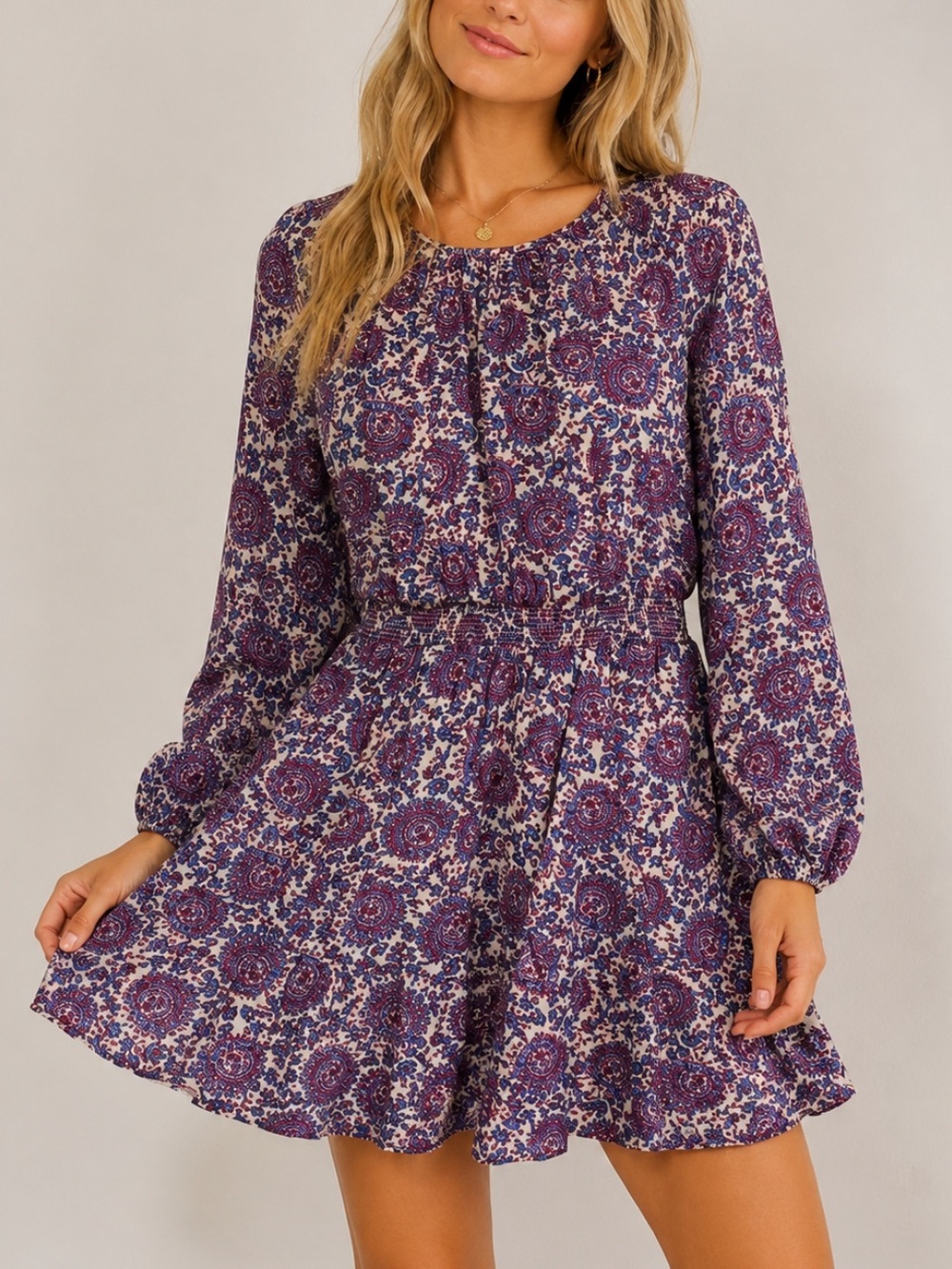 J.Crew Palermo Smocked-Waist Mini Dress Floral Bouquet Linen Small 54639